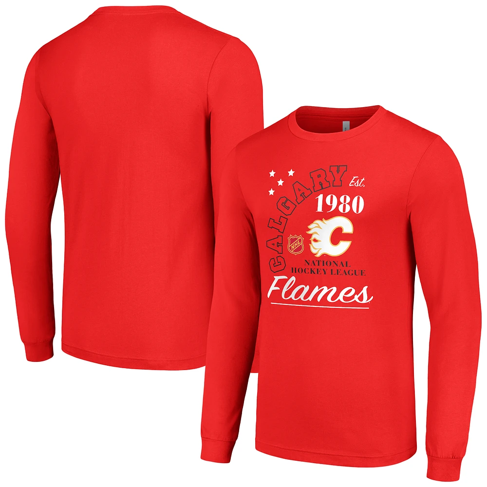 Men's Starter Calgary Flames Arch City Theme Graphic Long Sleeve T-Shirt