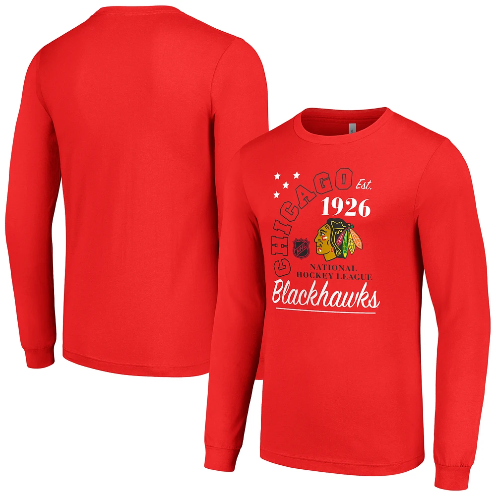 Men's Starter Chicago Blackhawks Arch City Theme Graphic Long Sleeve T-Shirt