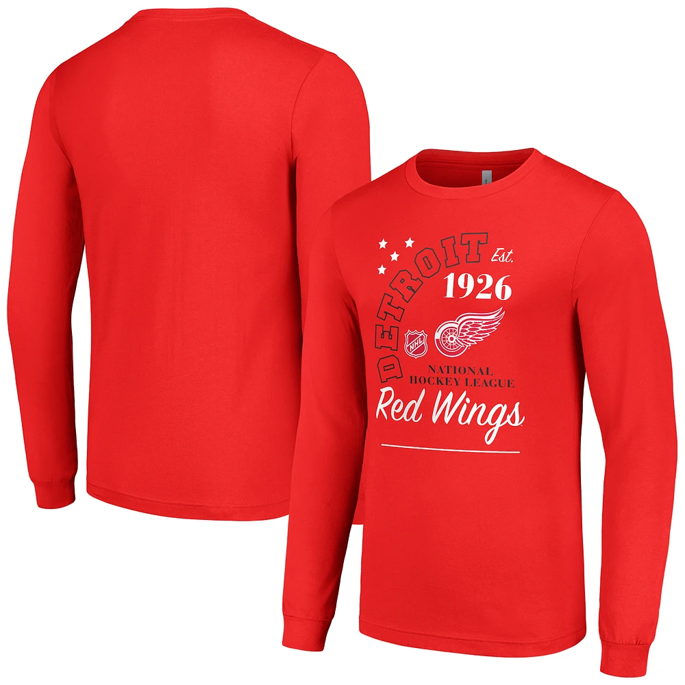 Men's Starter Red Detroit Wings Arch City Theme Graphic Long Sleeve T-Shirt