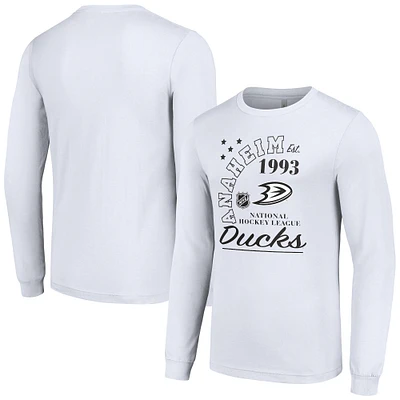 Men's Starter White Anaheim Ducks Arch City Theme Graphic Long Sleeve T-Shirt