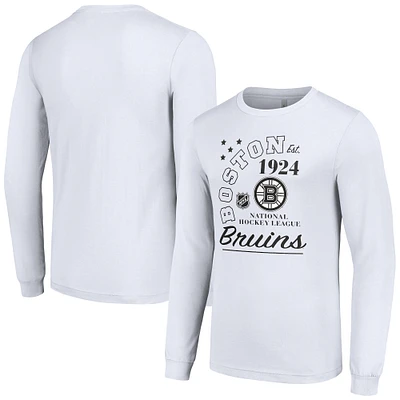 Men's Starter White Boston Bruins Arch City Theme Graphic Long Sleeve T-Shirt