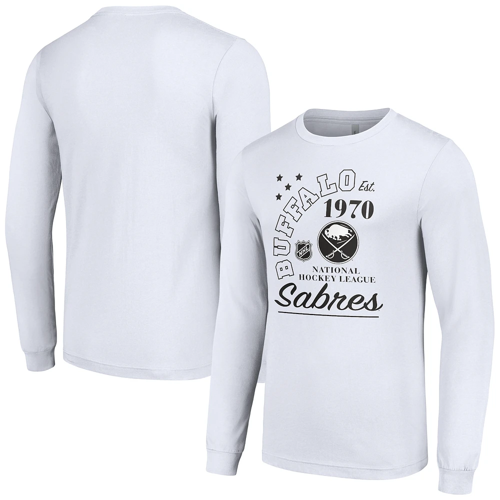 Men's Starter White Buffalo Sabres Arch City Theme Graphic Long Sleeve T-Shirt
