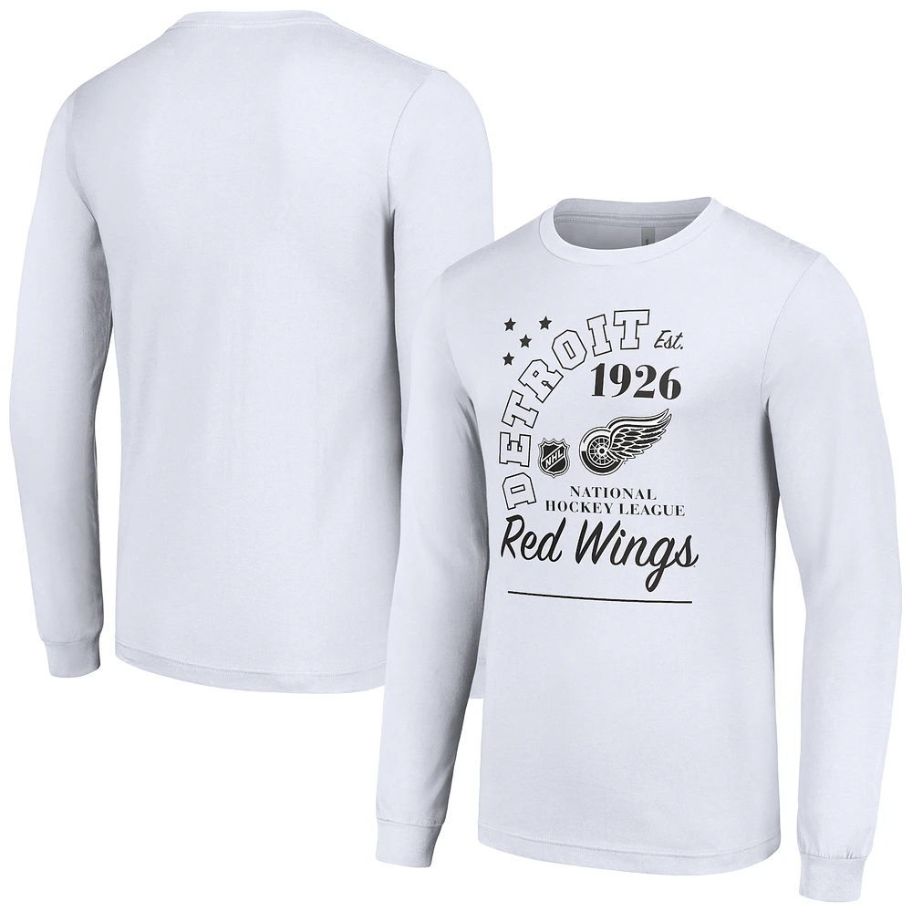 Men's Starter White Detroit Red Wings Arch City Theme Graphic Long Sleeve T-Shirt