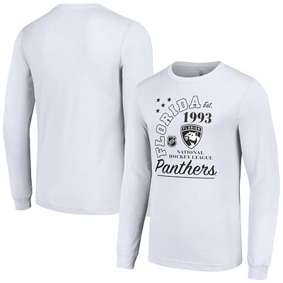 Men's Starter White Florida Panthers Arch City Theme Graphic Long Sleeve T-Shirt