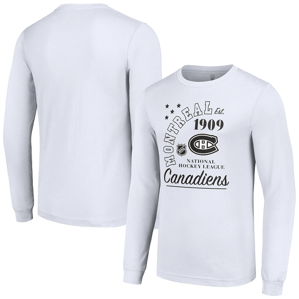 Men's Starter White Montreal Canadiens Arch City Theme Graphic Long Sleeve T-Shirt