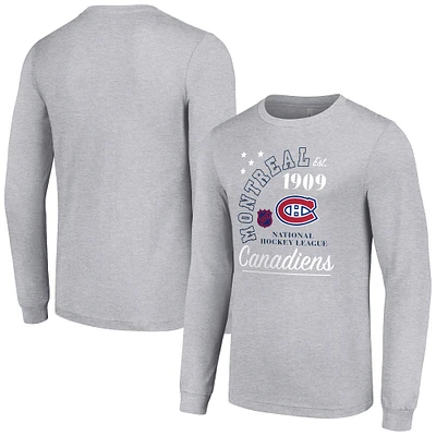 Men's Starter Heather Gray Montreal Canadiens Arch City Theme Graphic Long Sleeve T-Shirt