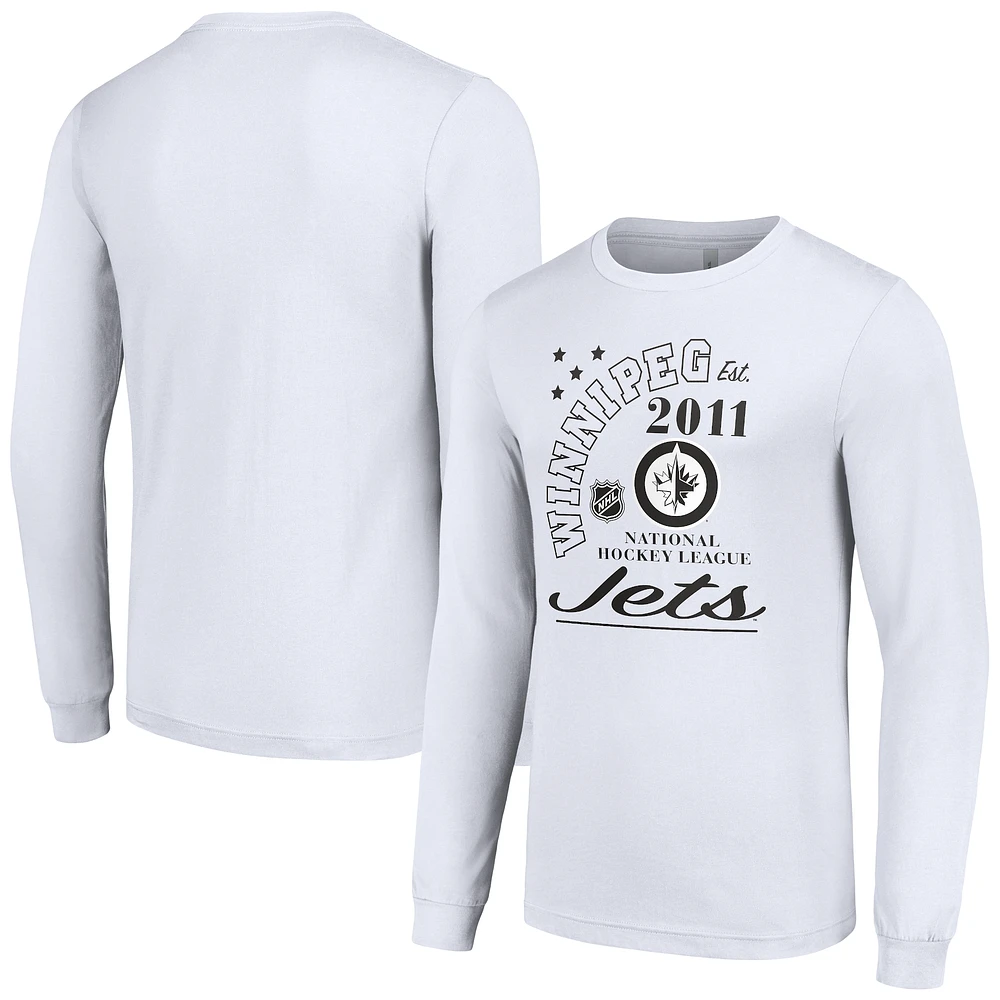 Men's Starter White Winnipeg Jets Arch City Theme Graphic Long Sleeve T-Shirt