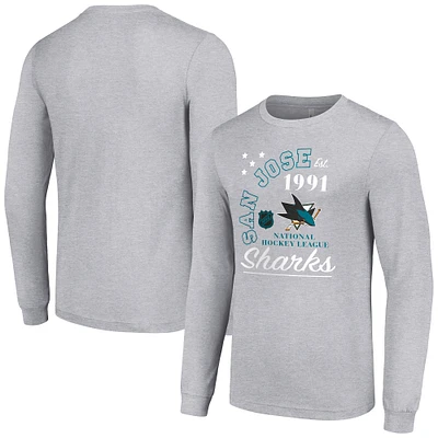 Men's Starter Heather Gray San Jose Sharks Arch City Theme Graphic Long Sleeve T-Shirt