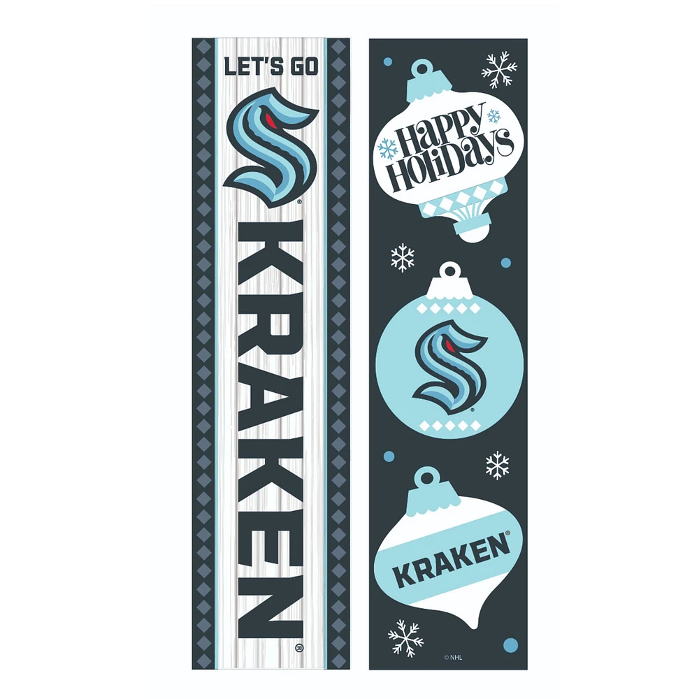 Seattle Kraken 47" Double Sided Christmas Leaner Fan Sign