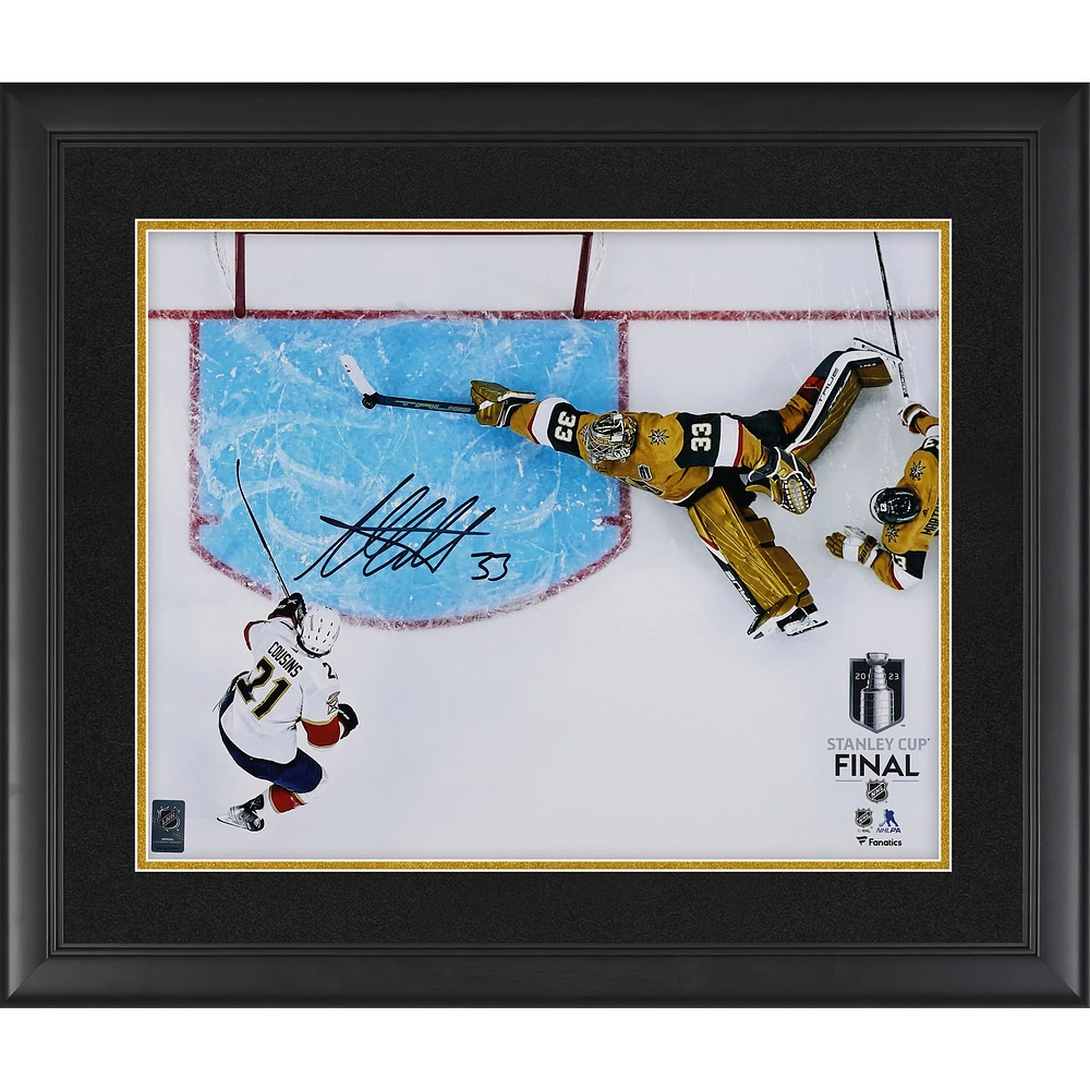 Adin Hill Vegas Golden Knights Autographed Framed 16" x 20" 2023 Stanley Cup Final Game One Save Photograph