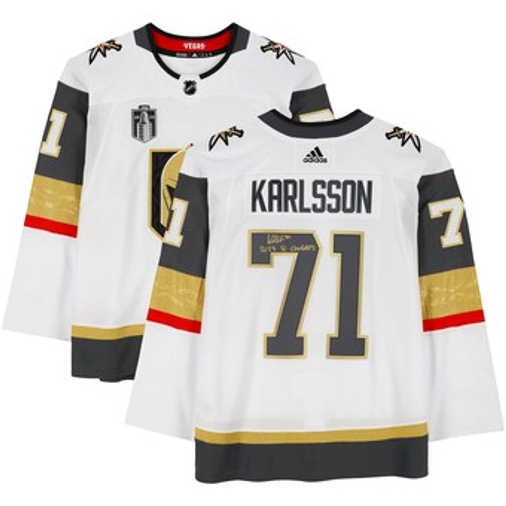 William Karlsson Vegas Golden Knights Autographed White adidas Authentic Jersey with 2023 Stanley Cup Final Patch with "2023 SC Champs" Inscription