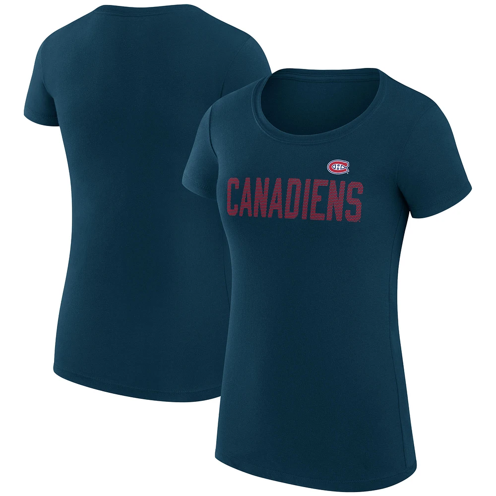 Women's G-III 4Her by Carl Banks Navy Montreal Canadiens Super-Slim Fit Lightweight Dot Print Team T-Shirt