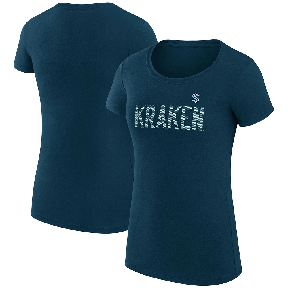 Women's G-III 4Her by Carl Banks Navy Seattle Kraken Super-Slim Fit Lightweight Dot Print Team T-Shirt