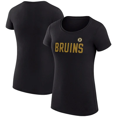 Women's G-III 4Her by Carl Banks Boston Bruins Super-Slim Fit Lightweight Dot Print Team T-Shirt