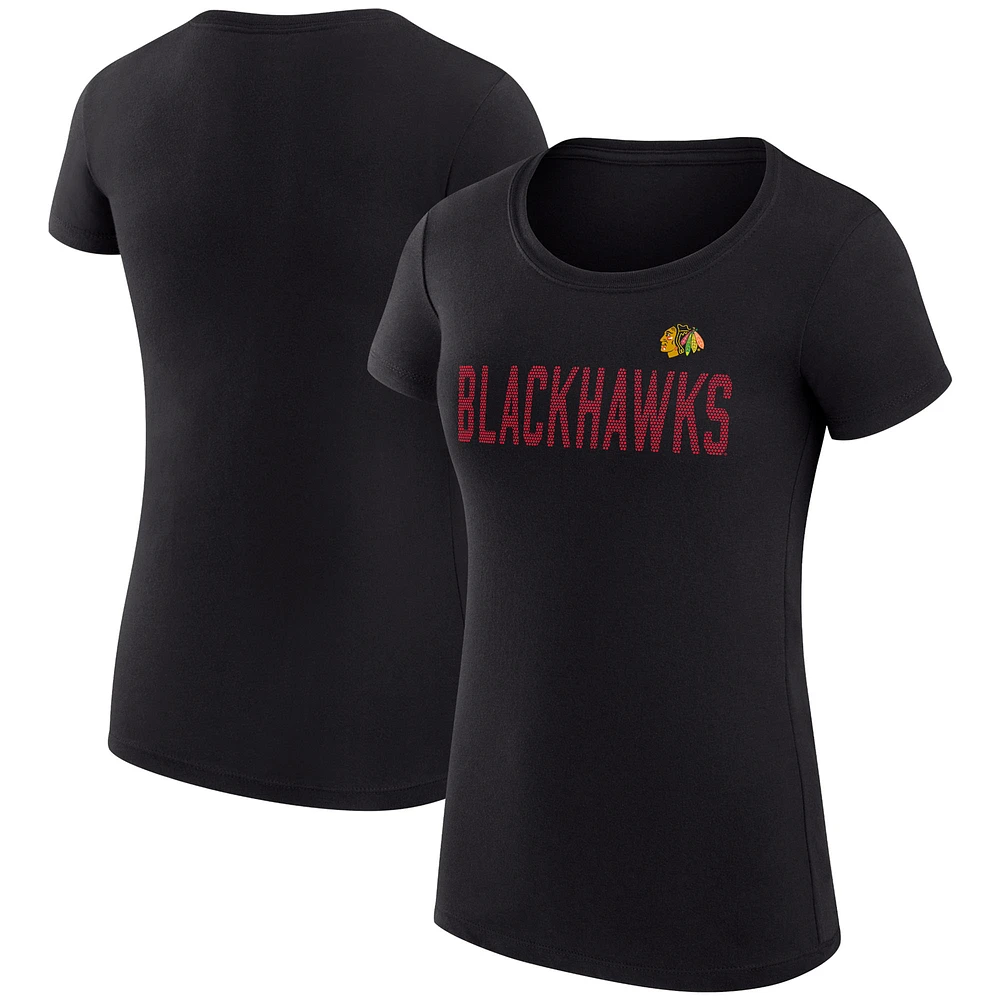 Women's G-III 4Her by Carl Banks Chicago Blackhawks Super-Slim Fit Lightweight Dot Print Team T-Shirt