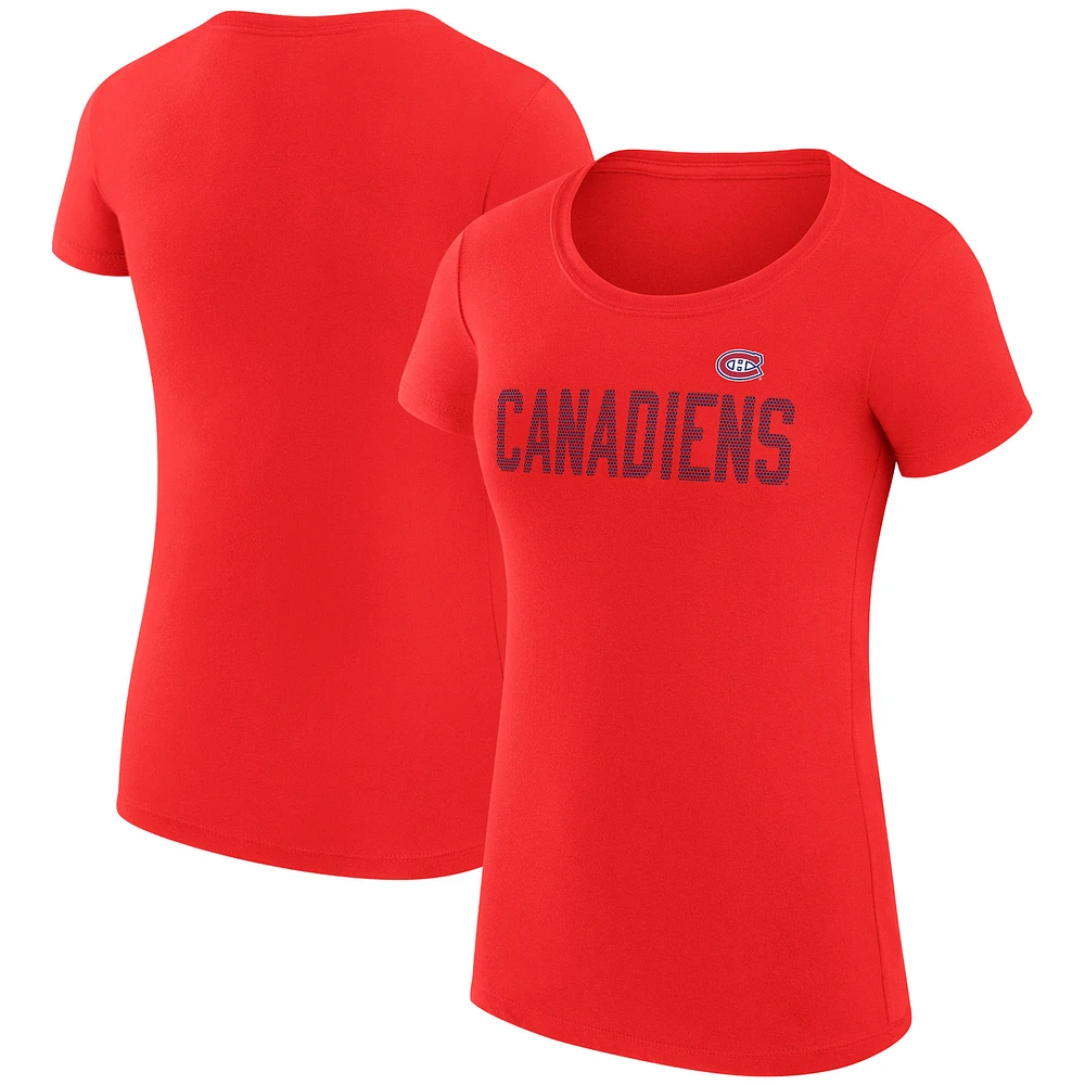 Women's G-III 4Her by Carl Banks Montreal Canadiens Super-Slim Fit Lightweight Dot Print Team T-Shirt