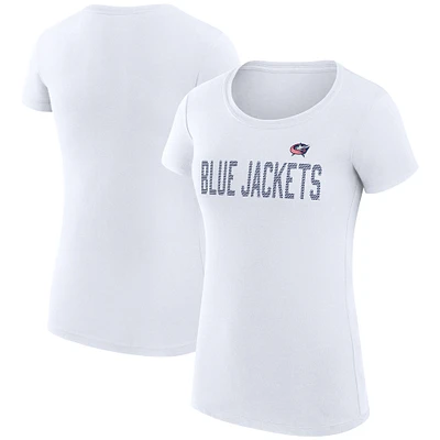 Women's G-III 4Her by Carl Banks White Columbus Blue Jackets Super-Slim Fit Lightweight Dot Print Team T-Shirt