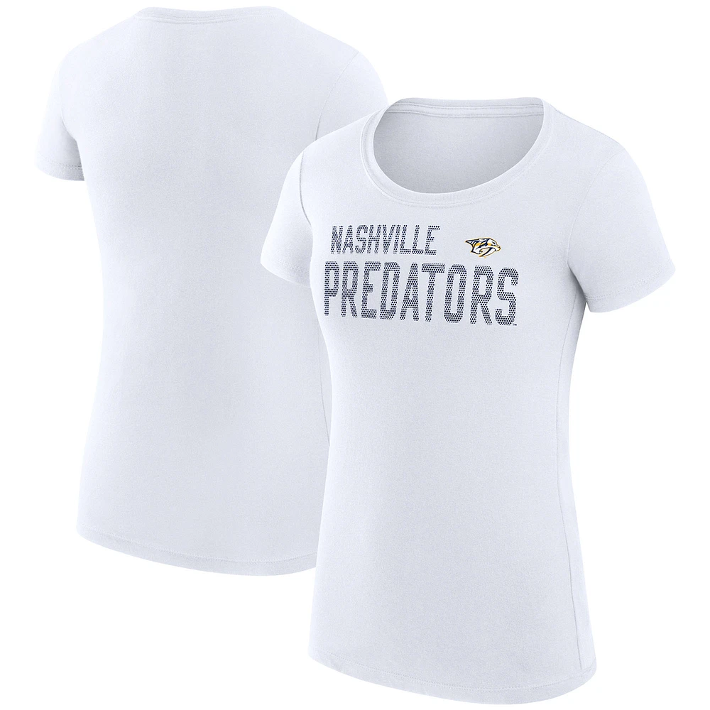 Women's G-III 4Her by Carl Banks White Nashville Predators Super-Slim Fit Lightweight Dot Print Team T-Shirt