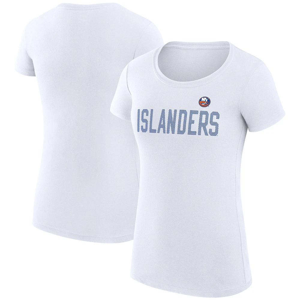 Women's G-III 4Her by Carl Banks White New York Islanders Super-Slim Fit Lightweight Dot Print Team T-Shirt