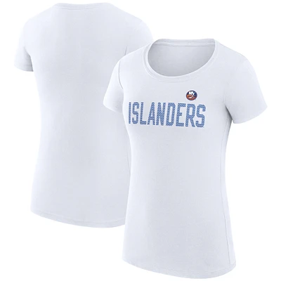 Women's G-III 4Her by Carl Banks White New York Islanders Super-Slim Fit Lightweight Dot Print Team T-Shirt