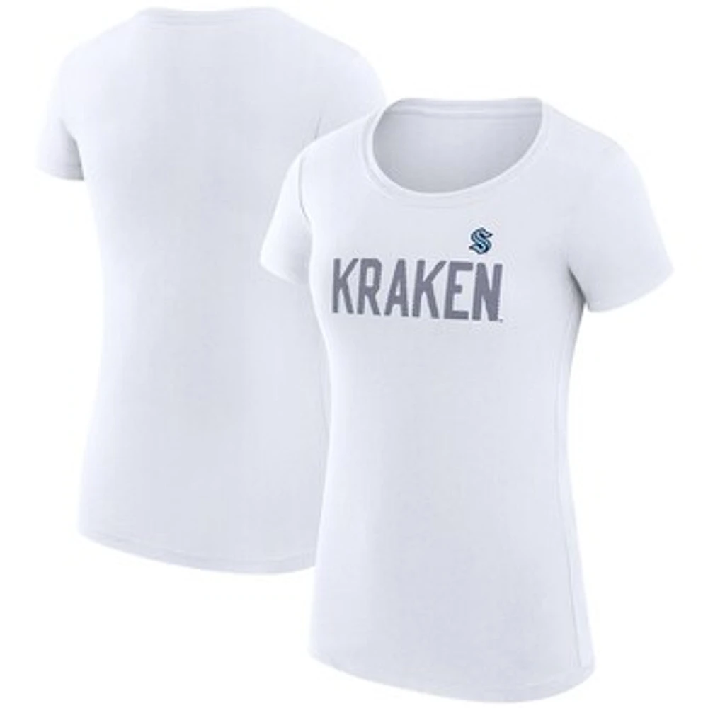 Women's G-III 4Her by Carl Banks White Seattle Kraken Super-Slim Fit Lightweight Dot Print Team T-Shirt