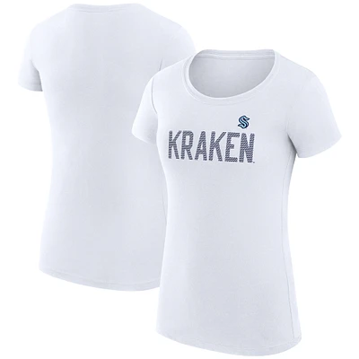 Women's G-III 4Her by Carl Banks White Seattle Kraken Super-Slim Fit Lightweight Dot Print Team T-Shirt