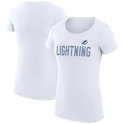 Women's G-III 4Her by Carl Banks White Tampa Bay Lightning Super-Slim Fit Lightweight Dot Print Team T-Shirt