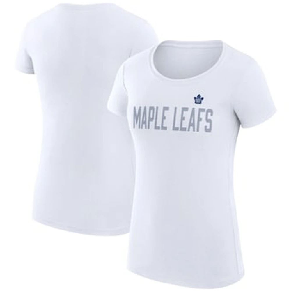 Women's G-III 4Her by Carl Banks White Toronto Maple Leafs Super-Slim Fit Lightweight Dot Print Team T-Shirt