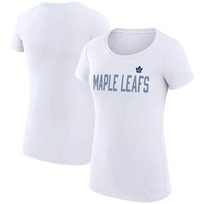 Women's G-III 4Her by Carl Banks White Toronto Maple Leafs Super-Slim Fit Lightweight Dot Print Team T-Shirt