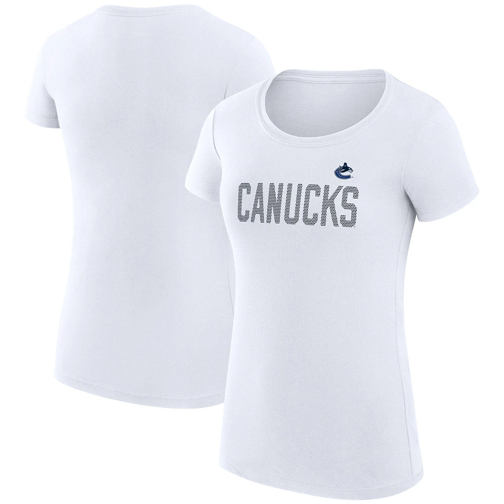 Women's G-III 4Her by Carl Banks White Vancouver Canucks Super-Slim Fit Lightweight Dot Print Team T-Shirt