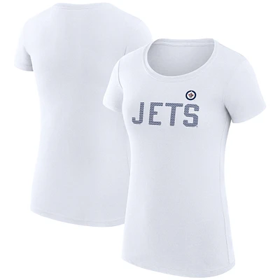 Women's G-III 4Her by Carl Banks White Winnipeg Jets Super-Slim Fit Lightweight Dot Print Team T-Shirt