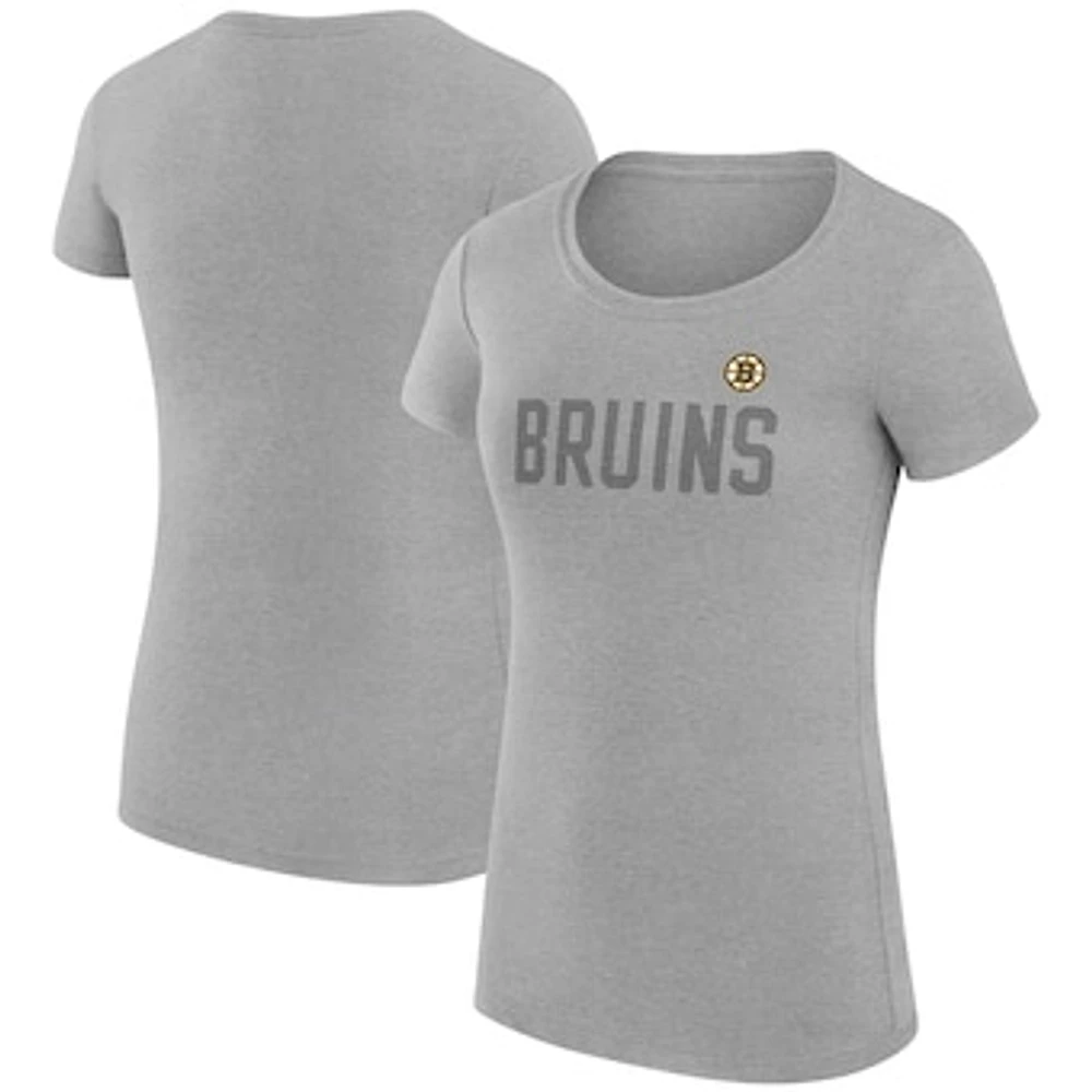 Women's G-III 4Her by Carl Banks Heather Gray Boston Bruins Super-Slim Fit Lightweight Dot Print Team T-Shirt