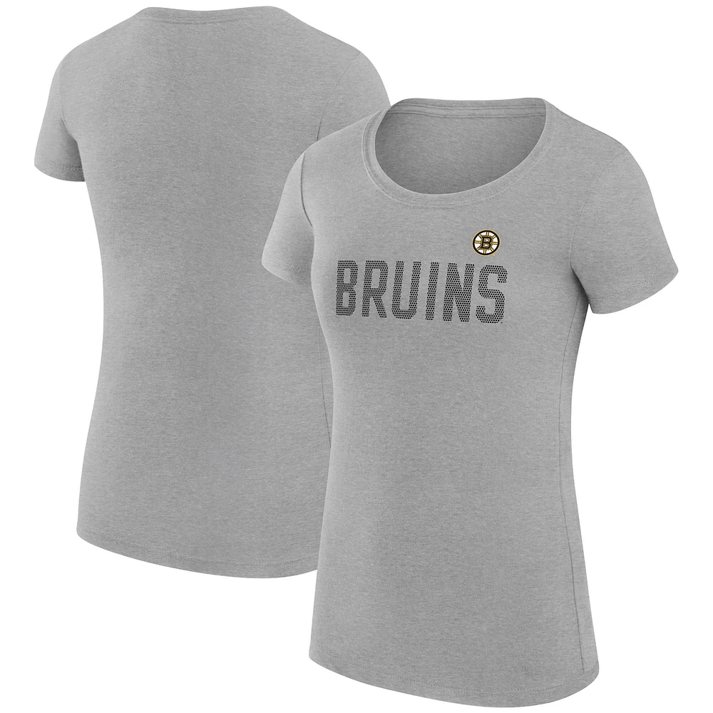 Women's G-III 4Her by Carl Banks Heather Gray Boston Bruins Super-Slim Fit Lightweight Dot Print Team T-Shirt
