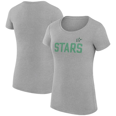 Women's G-III 4Her by Carl Banks Heather Gray Dallas Stars Super-Slim Fit Lightweight Dot Print Team T-Shirt