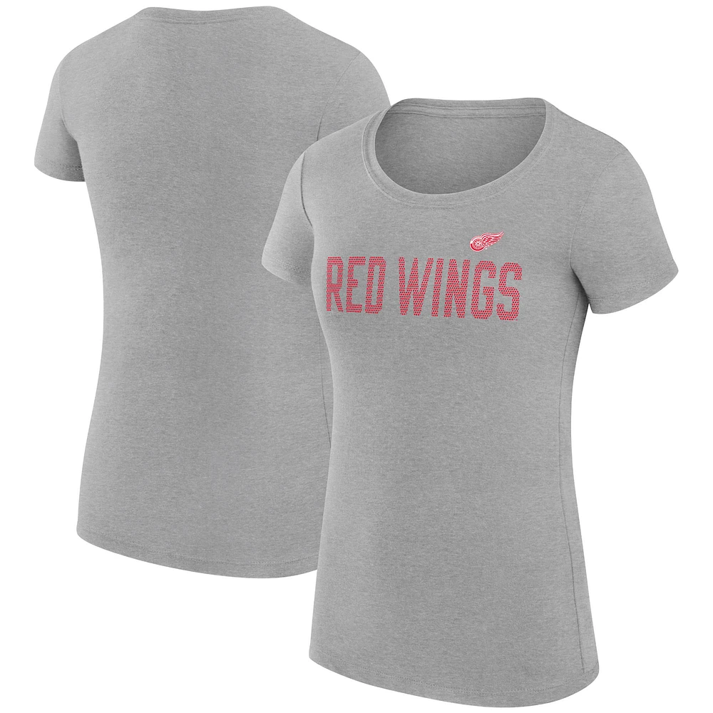 Women's G-III 4Her by Carl Banks Heather Gray Detroit Red Wings Super-Slim Fit Lightweight Dot Print Team T-Shirt
