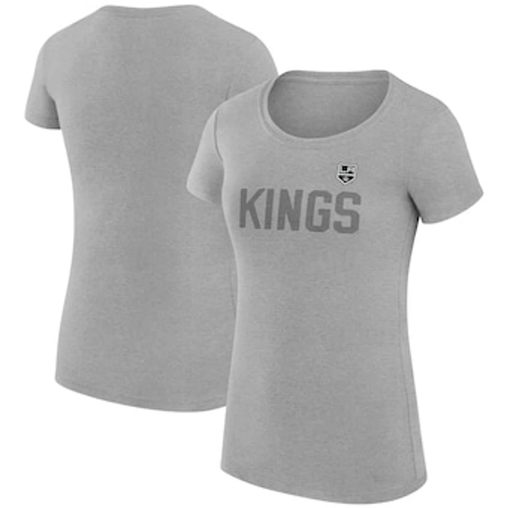 Women's G-III 4Her by Carl Banks Heather Gray Los Angeles Kings Super-Slim Fit Lightweight Dot Print Team T-Shirt
