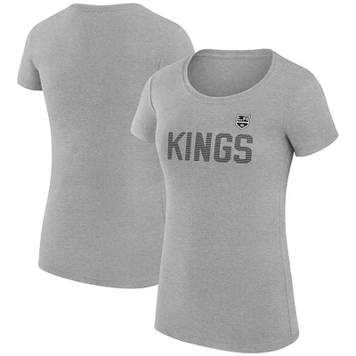 Women's G-III 4Her by Carl Banks Heather Gray Los Angeles Kings Super-Slim Fit Lightweight Dot Print Team T-Shirt
