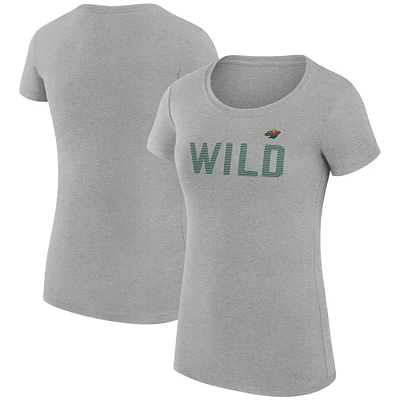 Women's G-III 4Her by Carl Banks Heather Gray Minnesota Wild Super-Slim Fit Lightweight Dot Print Team T-Shirt
