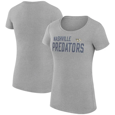 Women's G-III 4Her by Carl Banks Heather Gray Nashville Predators Super-Slim Fit Lightweight Dot Print Team T-Shirt