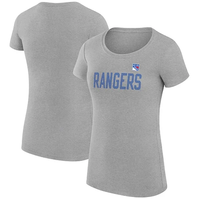 Women's G-III 4Her by Carl Banks Heather Gray New York Rangers Super-Slim Fit Lightweight Dot Print Team T-Shirt
