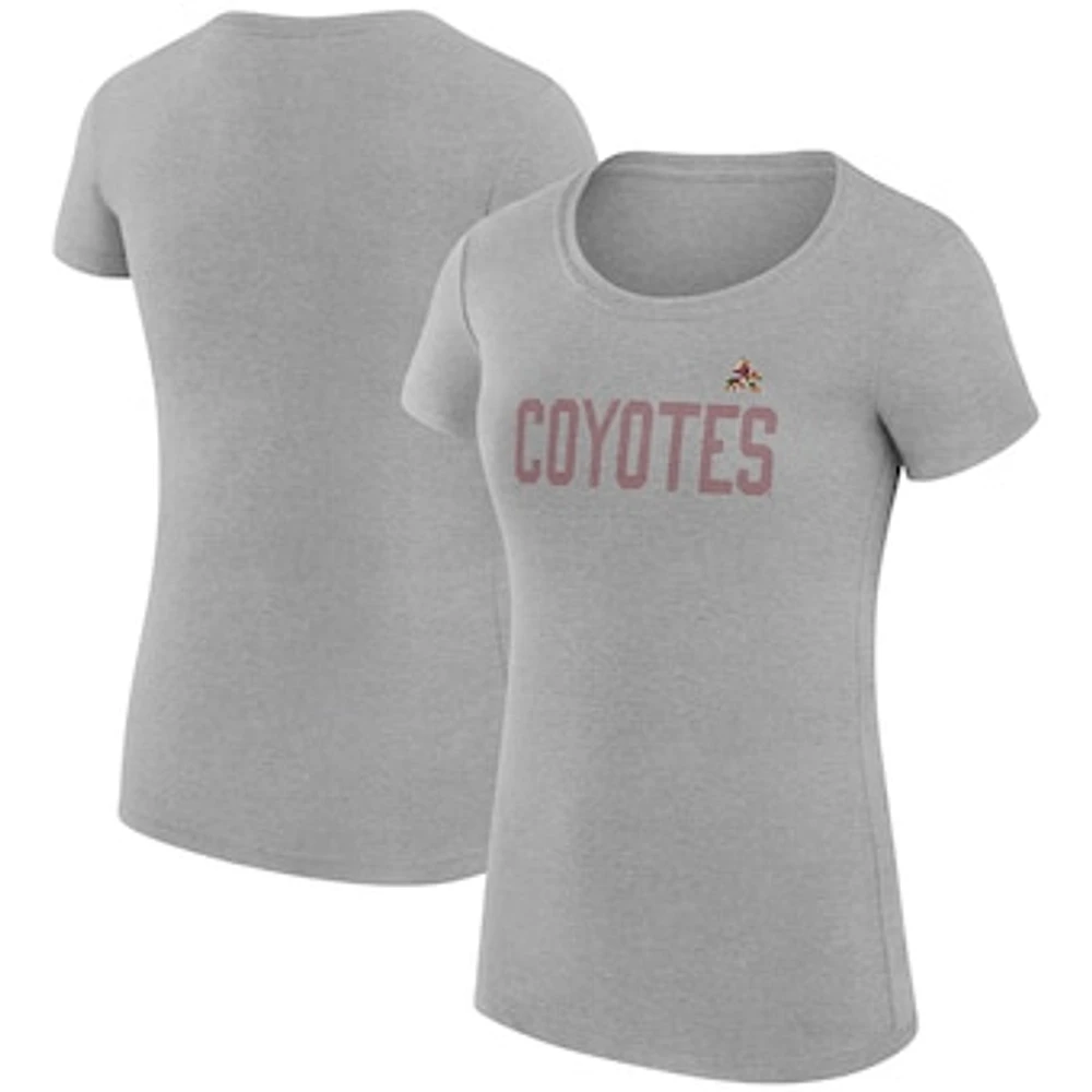 Women's G-III 4Her by Carl Banks Heather Gray Arizona Coyotes Super-Slim Fit Lightweight Dot Print Team T-Shirt