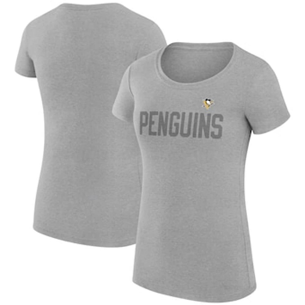 Women's G-III 4Her by Carl Banks Heather Gray Pittsburgh Penguins Super-Slim Fit Lightweight Dot Print Team T-Shirt