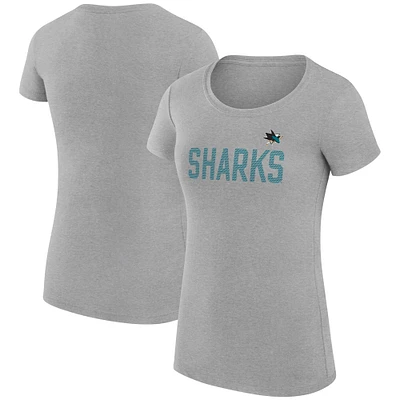 Women's G-III 4Her by Carl Banks Heather Gray San Jose Sharks Super-Slim Fit Lightweight Dot Print Team T-Shirt