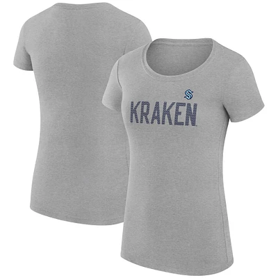 Women's G-III 4Her by Carl Banks Heather Gray Seattle Kraken Super-Slim Fit Lightweight Dot Print Team T-Shirt