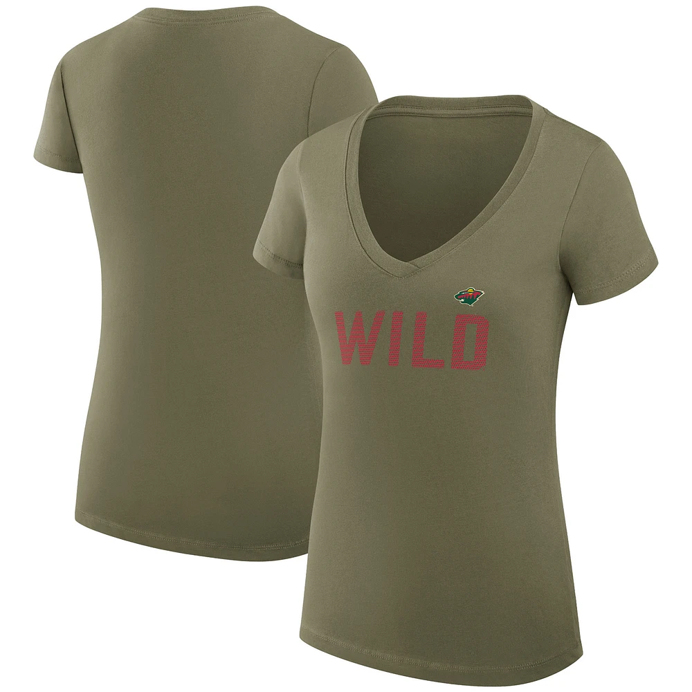 Women's G-III 4Her by Carl Banks Green Minnesota Wild Super-Slim Fit Lightweight Dot Print Team V-Neck T-Shirt