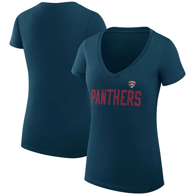 Women's G-III 4Her by Carl Banks Navy Florida Panthers Super-Slim Fit Lightweight Dot Print Team V-Neck T-Shirt
