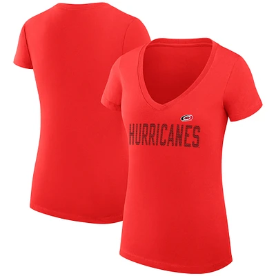 Women's G-III 4Her by Carl Banks Carolina Hurricanes Super-Slim Fit Lightweight Dot Print Team V-Neck T-Shirt