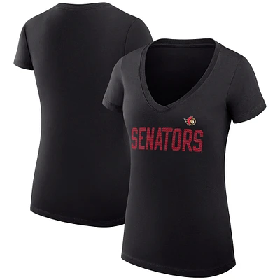 Women's G-III 4Her by Carl Banks Ottawa Senators Super-Slim Fit Lightweight Dot Print Team V-Neck T-Shirt