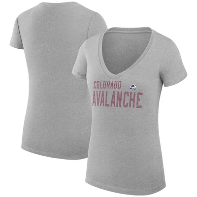 Women's G-III 4Her by Carl Banks Heather Gray Colorado Avalanche Super-Slim Fit Lightweight Dot Print Team V-Neck T-Shirt