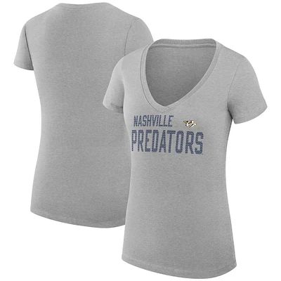Women's G-III 4Her by Carl Banks Heather Gray Nashville Predators Super-Slim Fit Lightweight Dot Print Team V-Neck T-Shirt